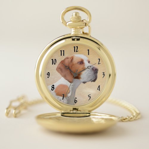 Pointer Painting _ Cute Original Dog Art Pocket Watch