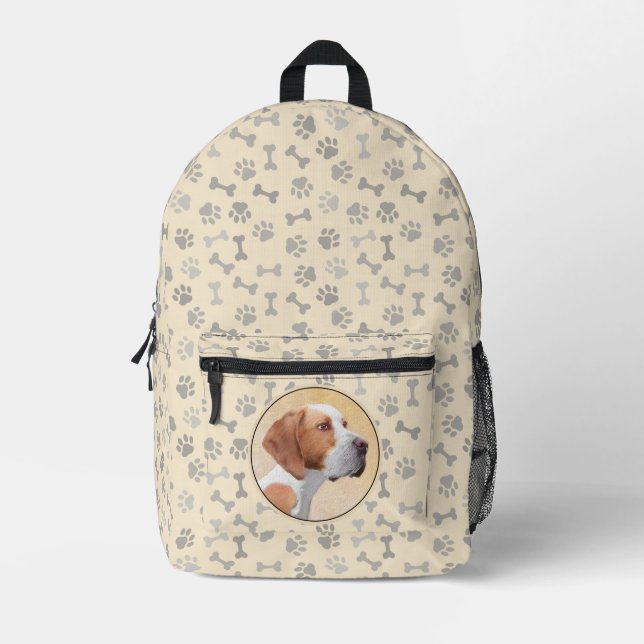 Pointer Painting - Cute Original Dog Art Printed Backpack (Front)