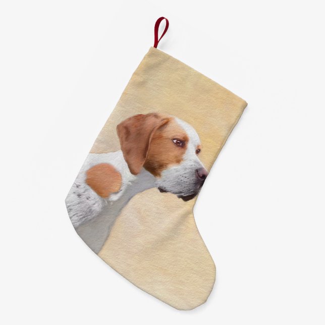 Pointer Painting - Cute Original Dog Art Small Christmas Stocking (Front (Hanging))