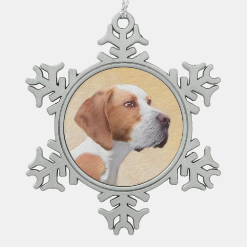 Pointer Painting _ Cute Original Dog Art Snowflake Pewter Christmas Ornament