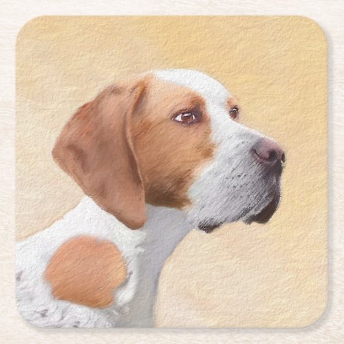 Pointer Painting _ Cute Original Dog Art Square Paper Coaster