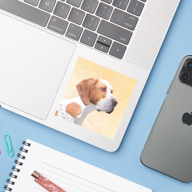 Pointer Painting - Cute Original Dog Art Sticker (Laptop w/ iPhone)
