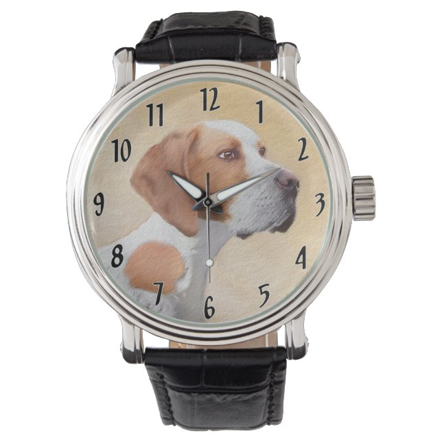 Pointer Painting - Cute Original Dog Art Watch (Front)