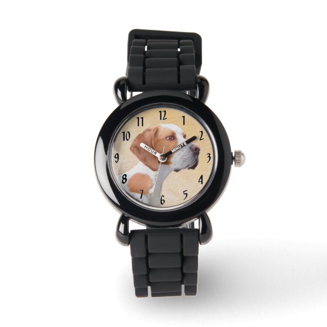 Pointer Painting - Cute Original Dog Art Watch (Front)