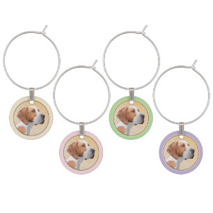 Pointer Painting - Cute Original Dog Art Wine Charm
