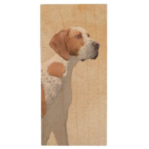 Pointer Painting _ Cute Original Dog Art Wood Flash Drive