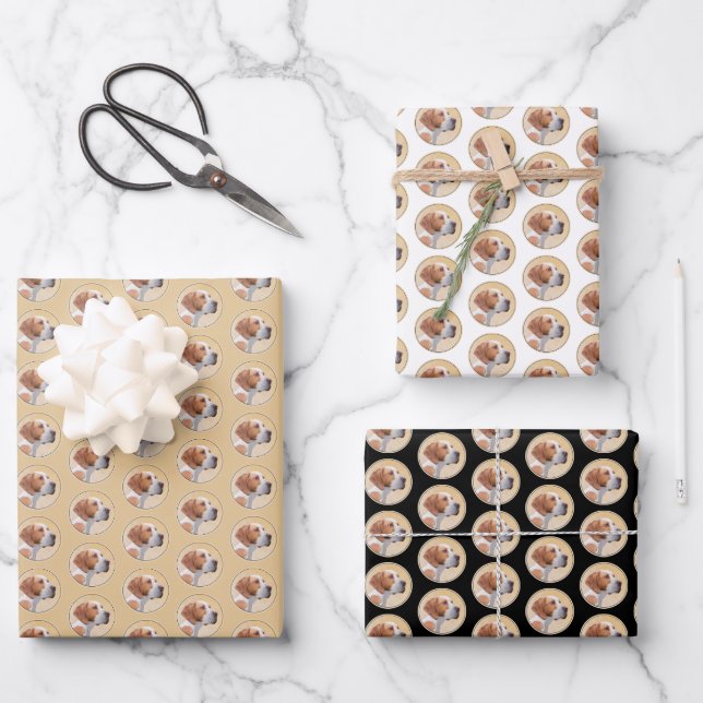 Pointer Painting - Cute Original Dog Art Wrapping Paper Sheets (Front)
