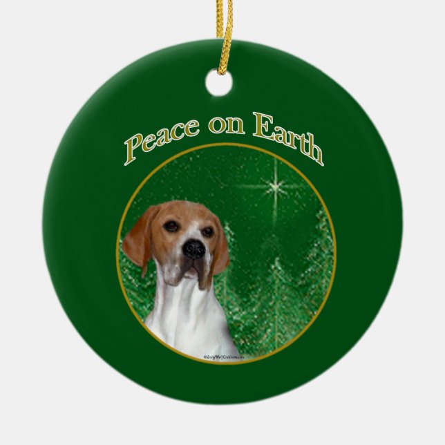Pointer Peace Ceramic Ornament (Front)