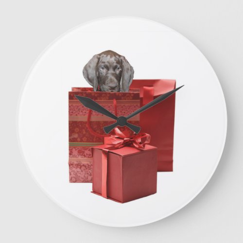 Pointer Puppy Christmas Gift Large Clock