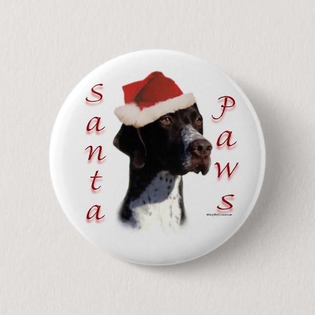 Pointer Santa Paws Pinback Button (Front)