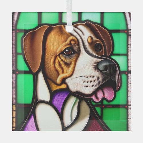 Pointer Stained Glass Glass Ornament