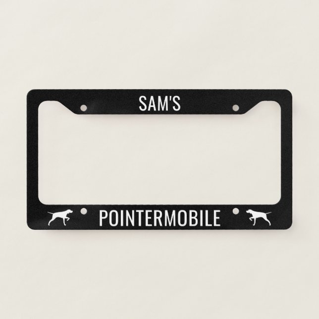 Pointermobile Pointer Dog Silhouettes Custom License Plate Frame (Front)