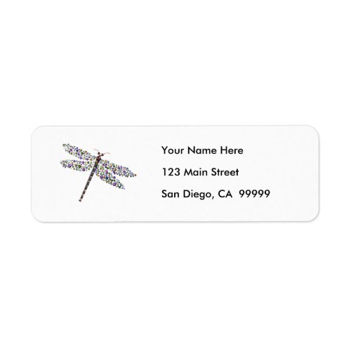 Pointilist Dragon Fly Label