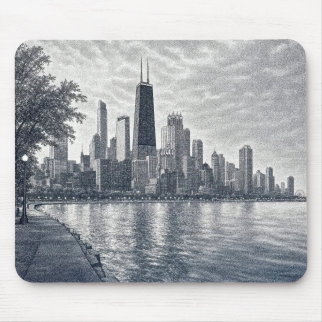 Pointillism Chicago Skyline  Mouse Pad (Front)
