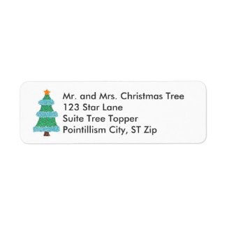 Pointillism Christmas Tree Star Address Labels