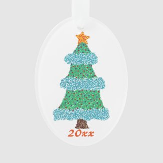 Pointillism Christmas Tree Year 20xx Ornaments
