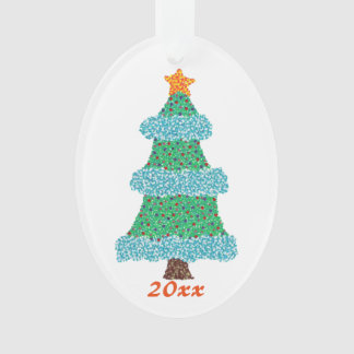Pointillism Christmas Tree Year 20xx Ornaments