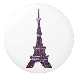 Pointillism Eiffel Tower ceramic drawer knobs