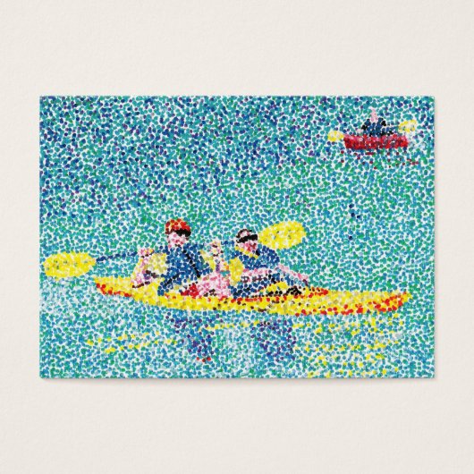 Pointillism Kayak Scene Artist Trading Card (Front)