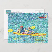 Pointillism kayak scene, by Cheryl Paton, postcard (Front/Back)
