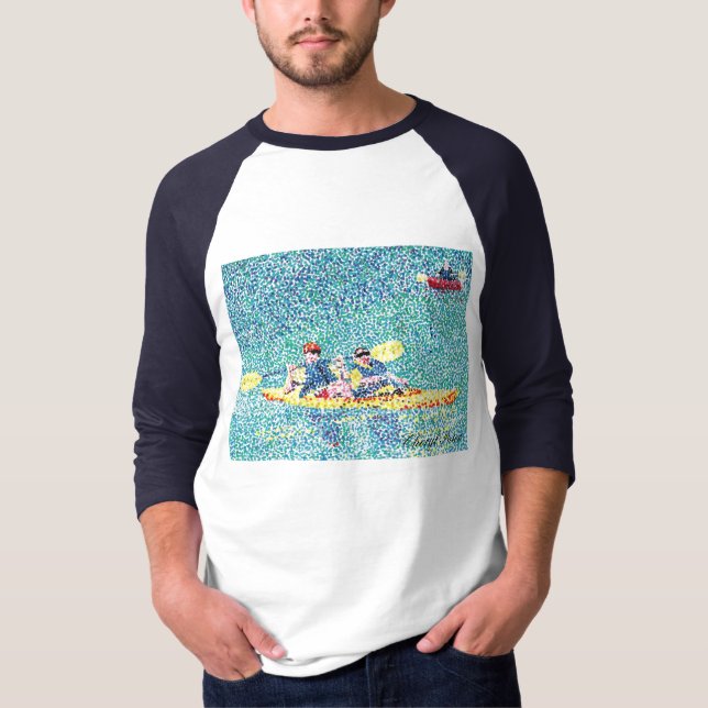 Pointillism kayak scene, by Cheryl Paton T-Shirt (Front)