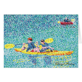 Pointillism kayak scene painting, Cards