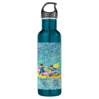 Pointillism Kayak Scene Painting Water Bottle