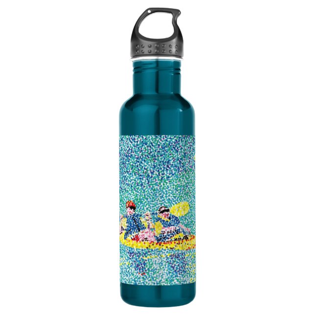 Pointillism Kayak Scene Painting Water Bottle (Front)