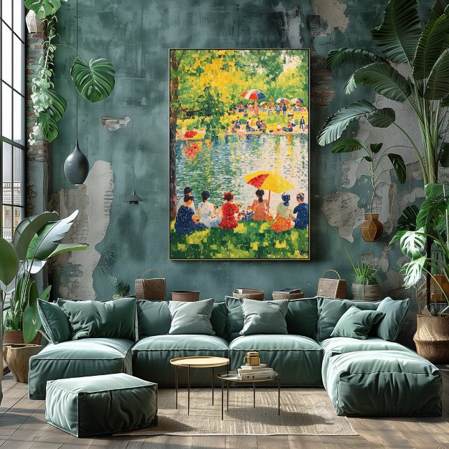 Pointillism Park Scene with Vibrant Summer Colors  Poster (Creator Uploaded)