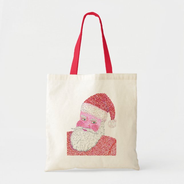 Pointillism Santa Claus, canvas tote bags (Front)
