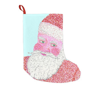 Pointillism Santa Face Head Christmas Stocking