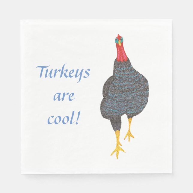 Pointillism Turkeys are Cool Thanksgiving Napkins (Front)