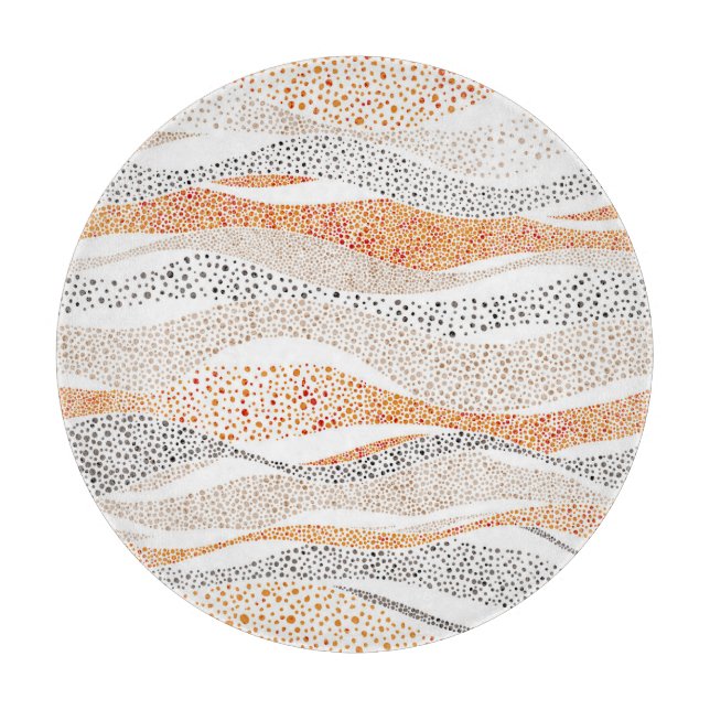 Pointillism Wavy Polka: Cute Doodle Textile Cutting Board (Front)