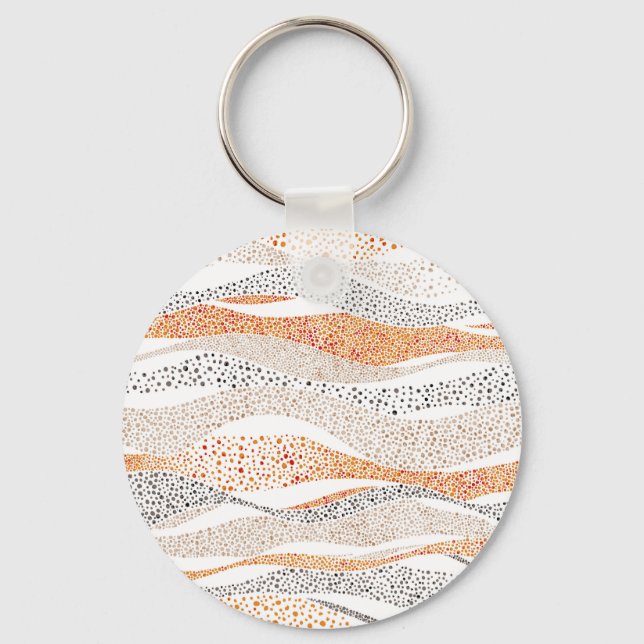 Pointillism Wavy Polka: Cute Doodle Textile Keychain (Front)