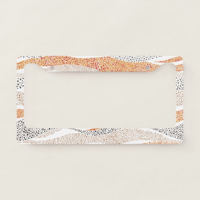 Pointillism Wavy Polka: Cute Doodle Textile License Plate Frame (Front)
