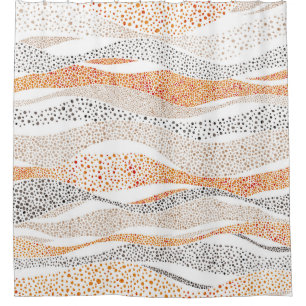 Pointillism Wavy Polka: Cute Doodle Textile Shower Curtain