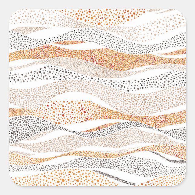 Pointillism Wavy Polka: Cute Doodle Textile Square Sticker (Front)