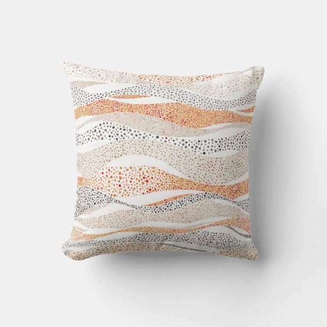 Pointillism Wavy Polka: Cute Doodle Textile Throw Pillow (Front)
