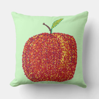 Pointillism Whole Ripe Apple Throw Pillows