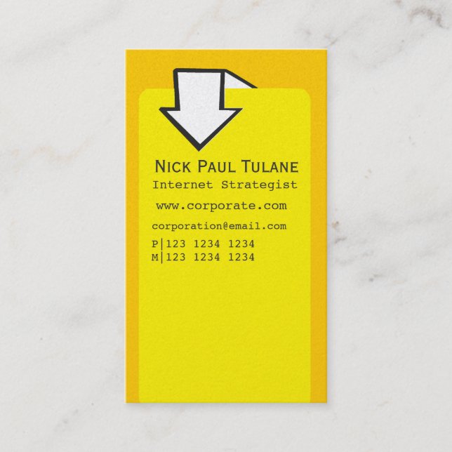 Pointing Arrow Corporate Administrative Designer Business Card (Front)