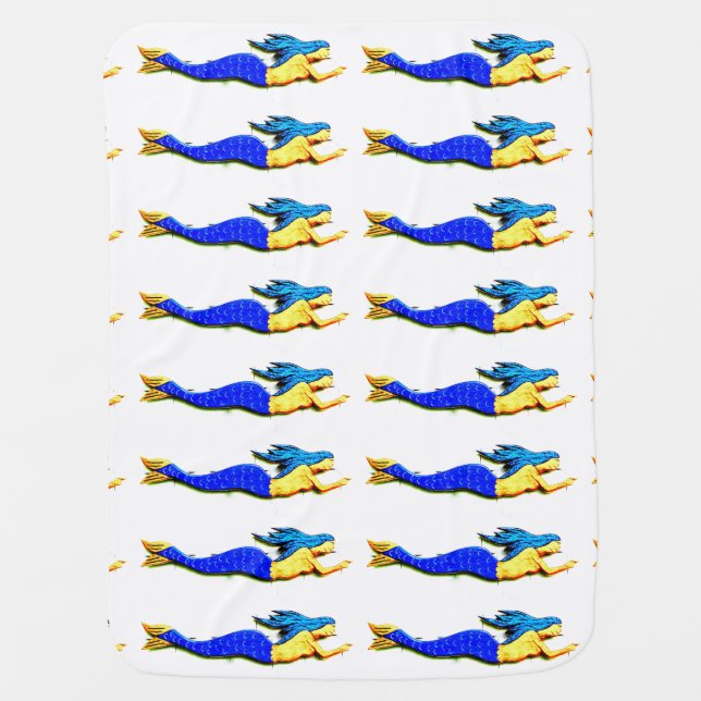 pointing blue mermaids baby blanket (Front)