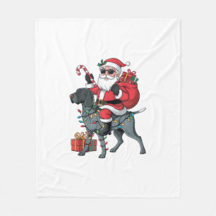 Pointing Dog Lover Funny Santa Riding Pointing Dog Fleece Blanket