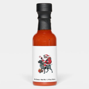 Pointing Dog Lover Funny Santa Riding Pointing Dog Hot Sauces