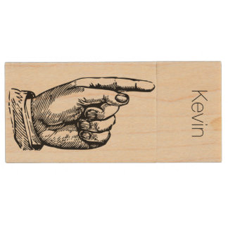 Pointing Finger Wooden USB Drive