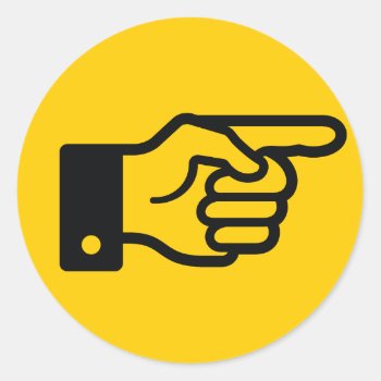 Pointing Finger (yellow) Sticker by fotoplus at Zazzle