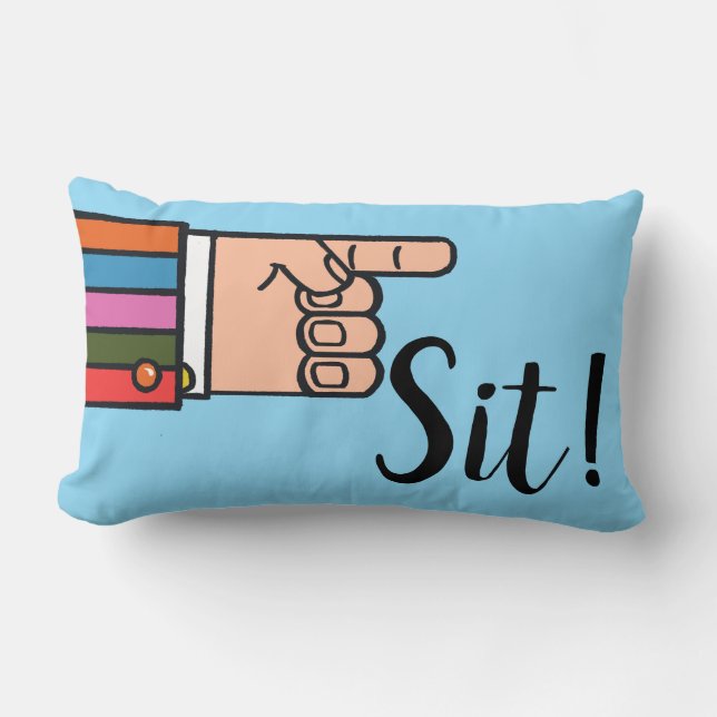 Pointing Hand Sit! Groovy Throw Pillow (Front)