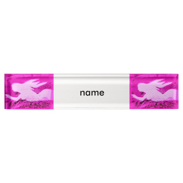 pointing pink mermaids name plate (Front)