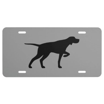 Pointing Pointer Dog Silhouette Black and Grey License Plate