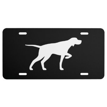 Pointing Pointer Dog Silhouette Black And White License Plate by jennsdoodleworld at Zazzle