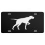 Pointing Pointer Dog Silhouette Black and White License Plate